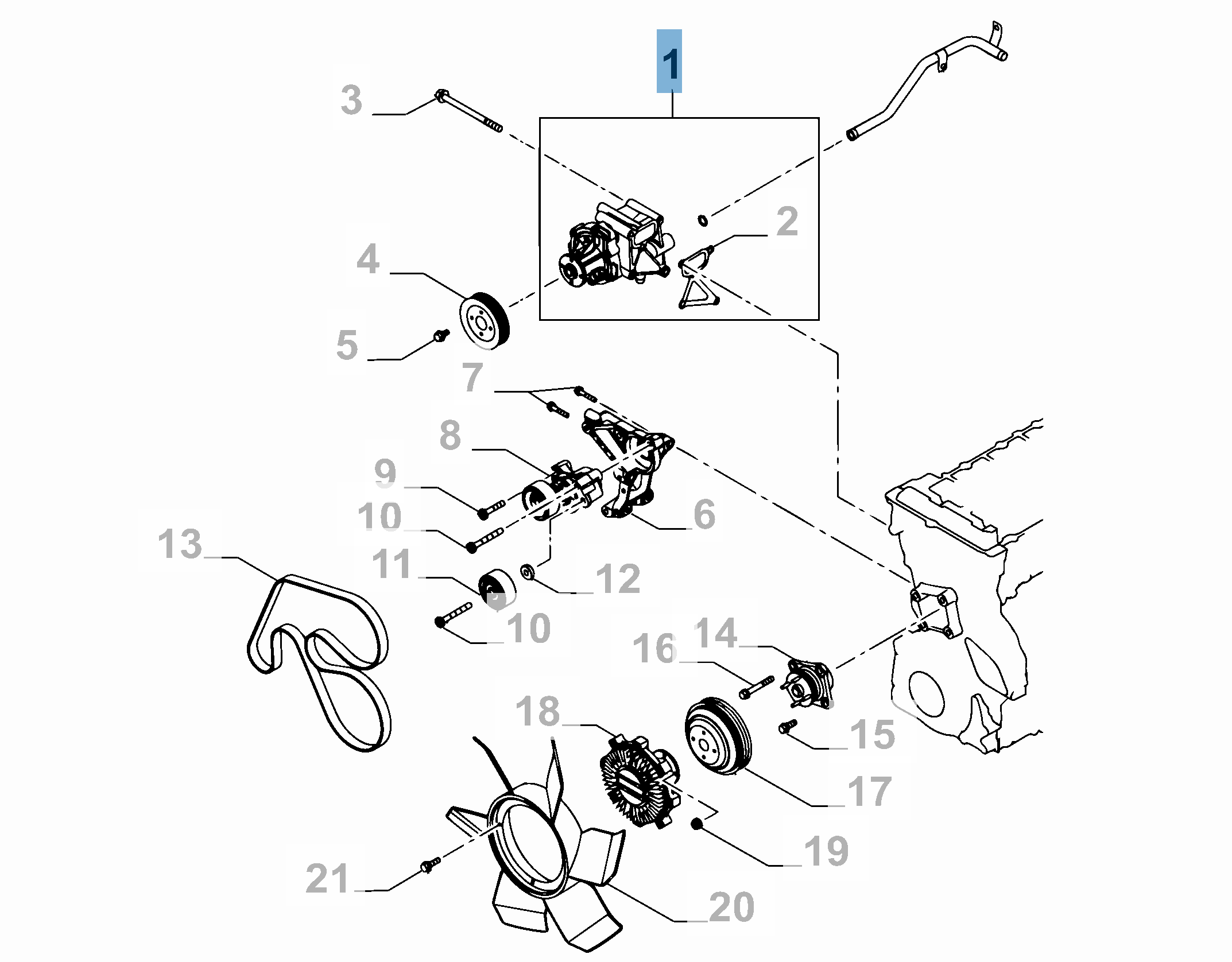 Kit de pompe à eau ( pompe, joint et vis) -3 pc pour Fiat et Fiat Professional  undefined