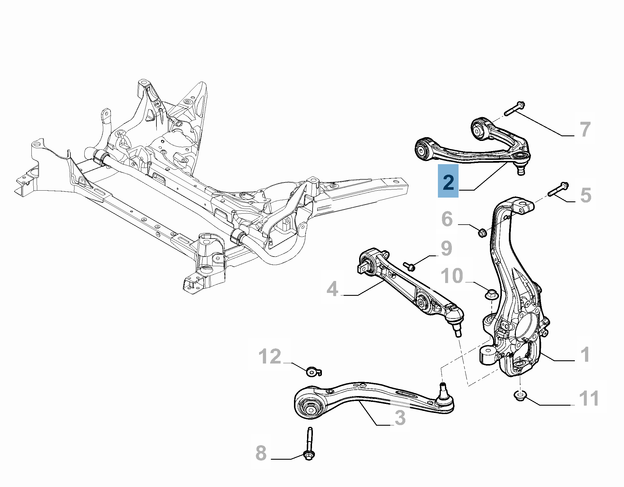 Bras oscillant gauche de suspension avant supérieure pour Alfa Romeo Stelvio  undefined
