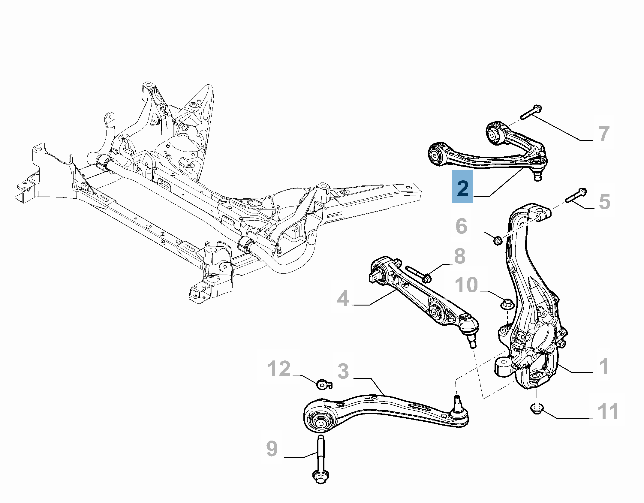 Bras oscillant gauche de suspension avant supérieure pour Alfa Romeo Giulia undefined