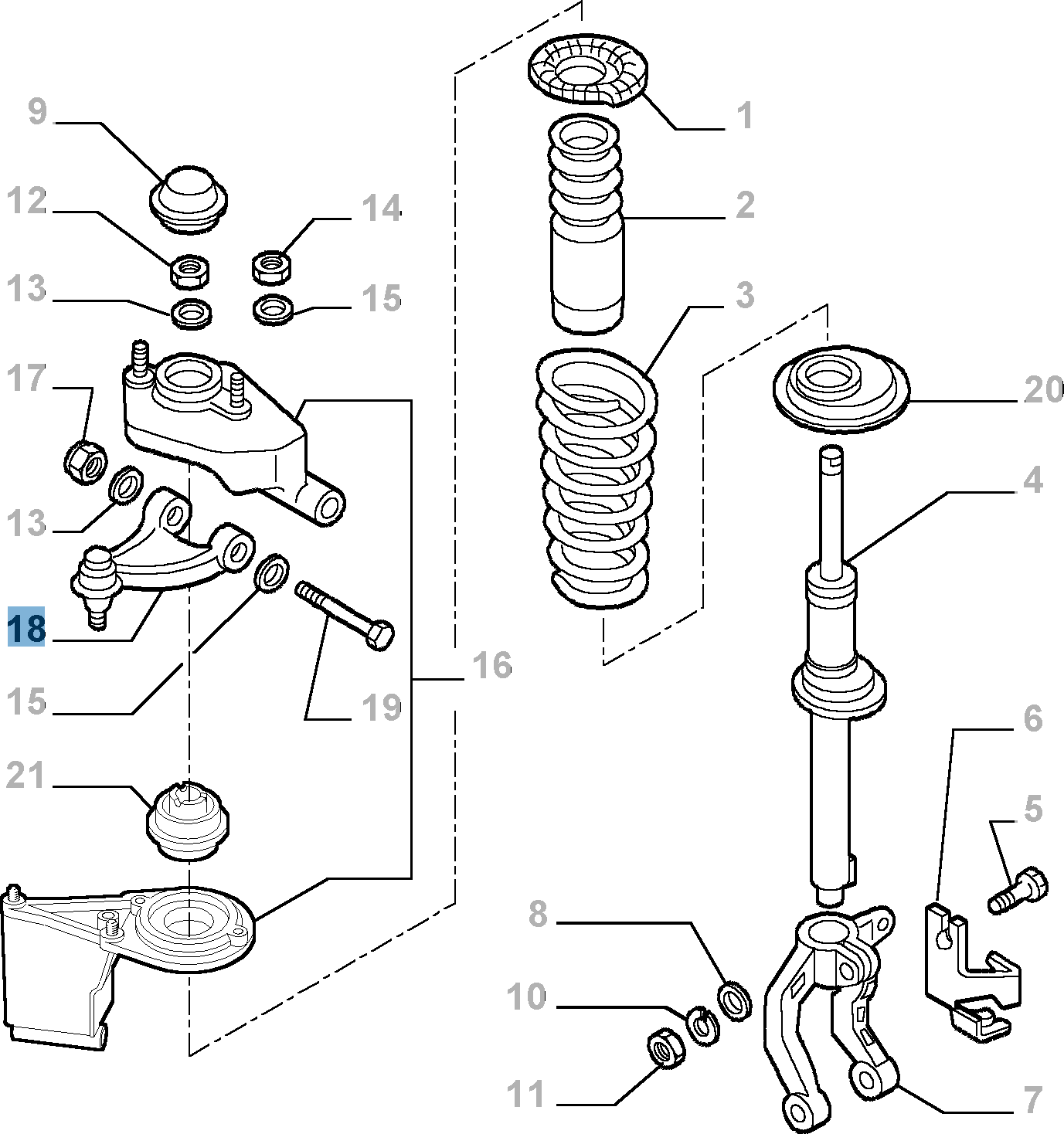 Bras oscillant droit de suspension supérieure pour Alfa Romeo undefined