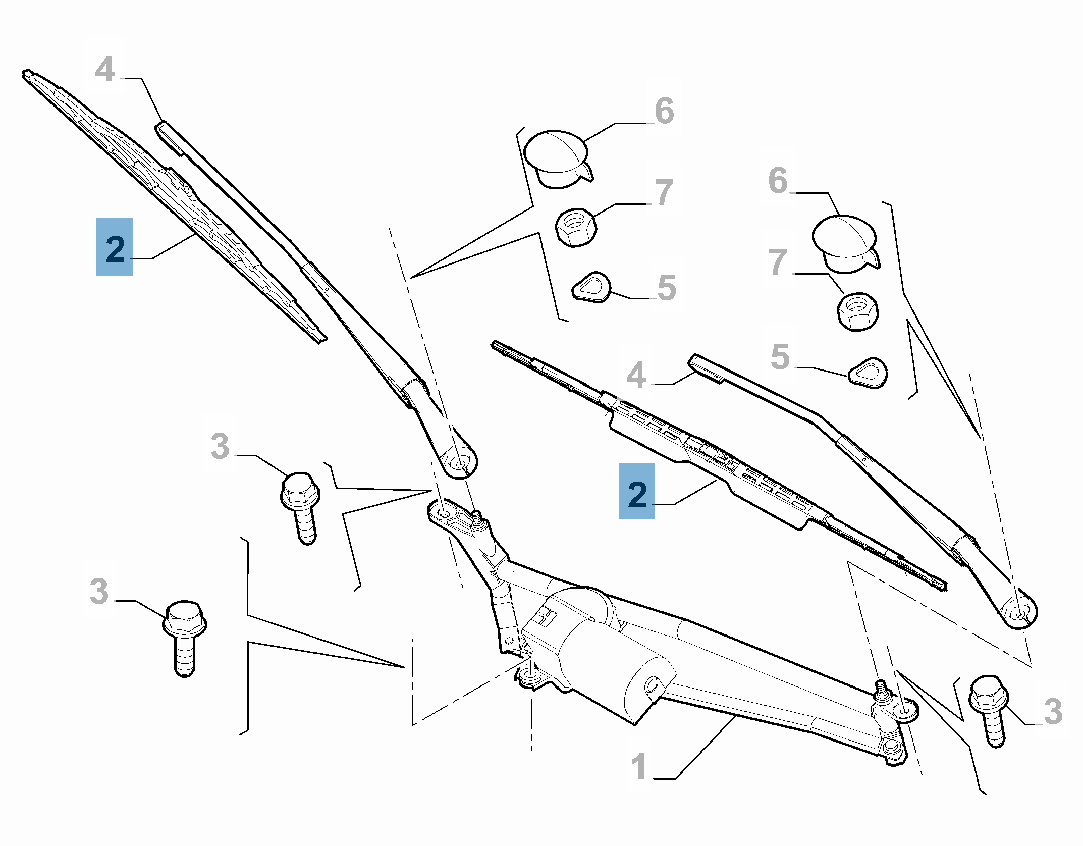 Frontal Windscreen Wiper Blades (Set of 2) for Fiat and Fiat Professional  fiat