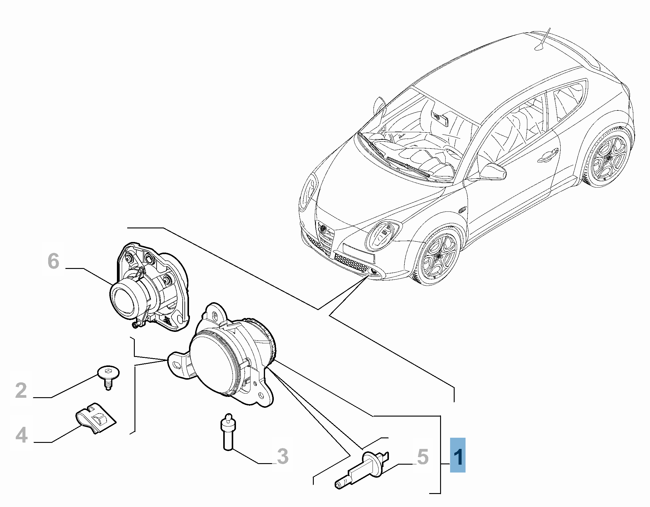 Antibrouillard gauche pour Alfa Romeo Mito  undefined
