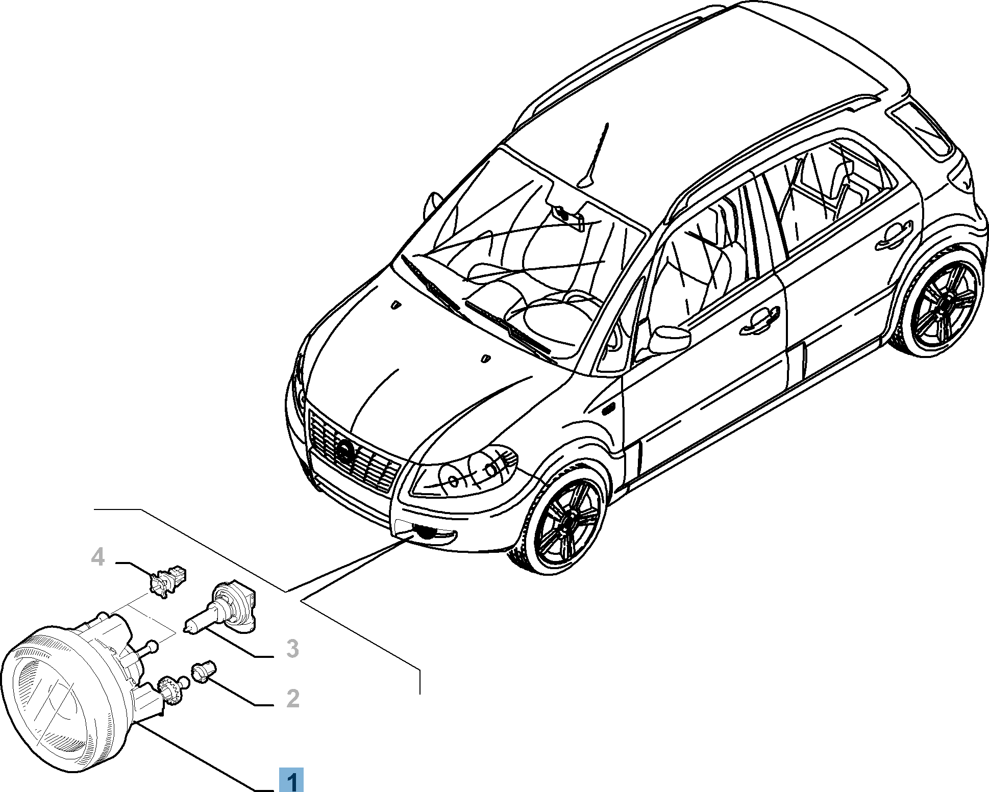 Antibrouillard avant gauche pour Fiat Sedici  undefined