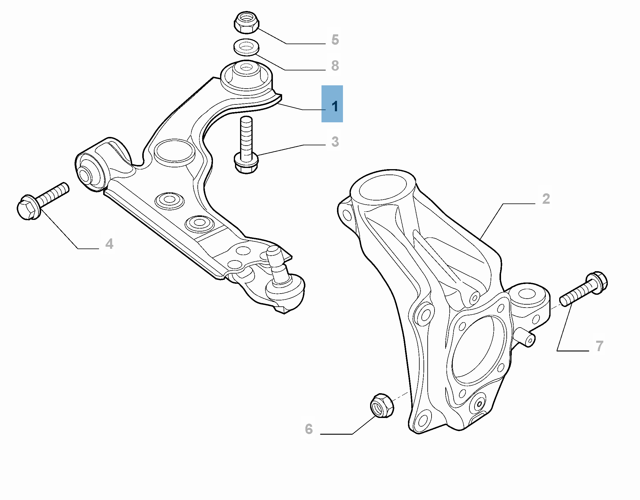 Bras oscillant gauche de suspension avant pour Alfa Romeo Giulietta undefined