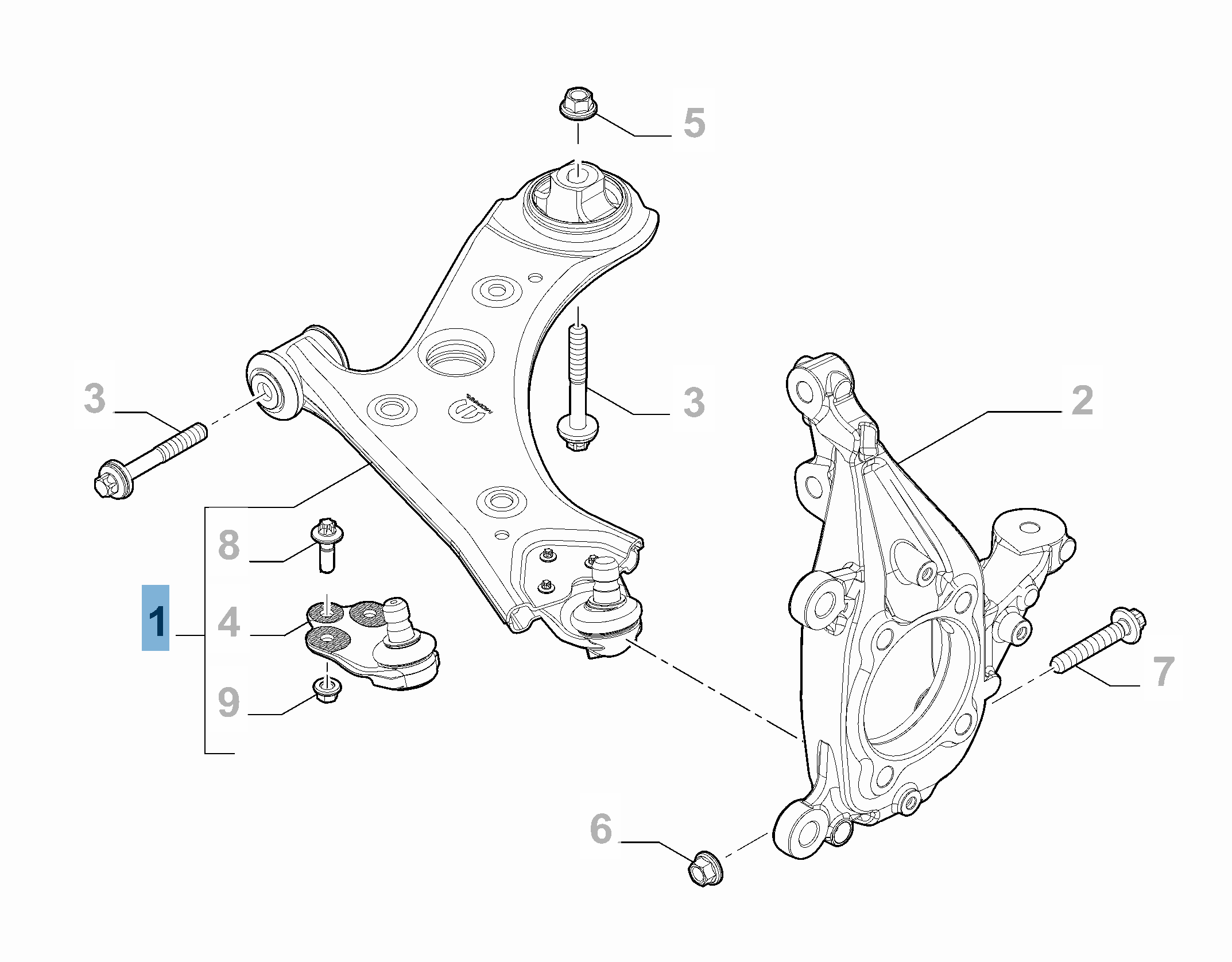 Bras oscillant droit de suspension avant pour Fiat et Fiat Professional undefined