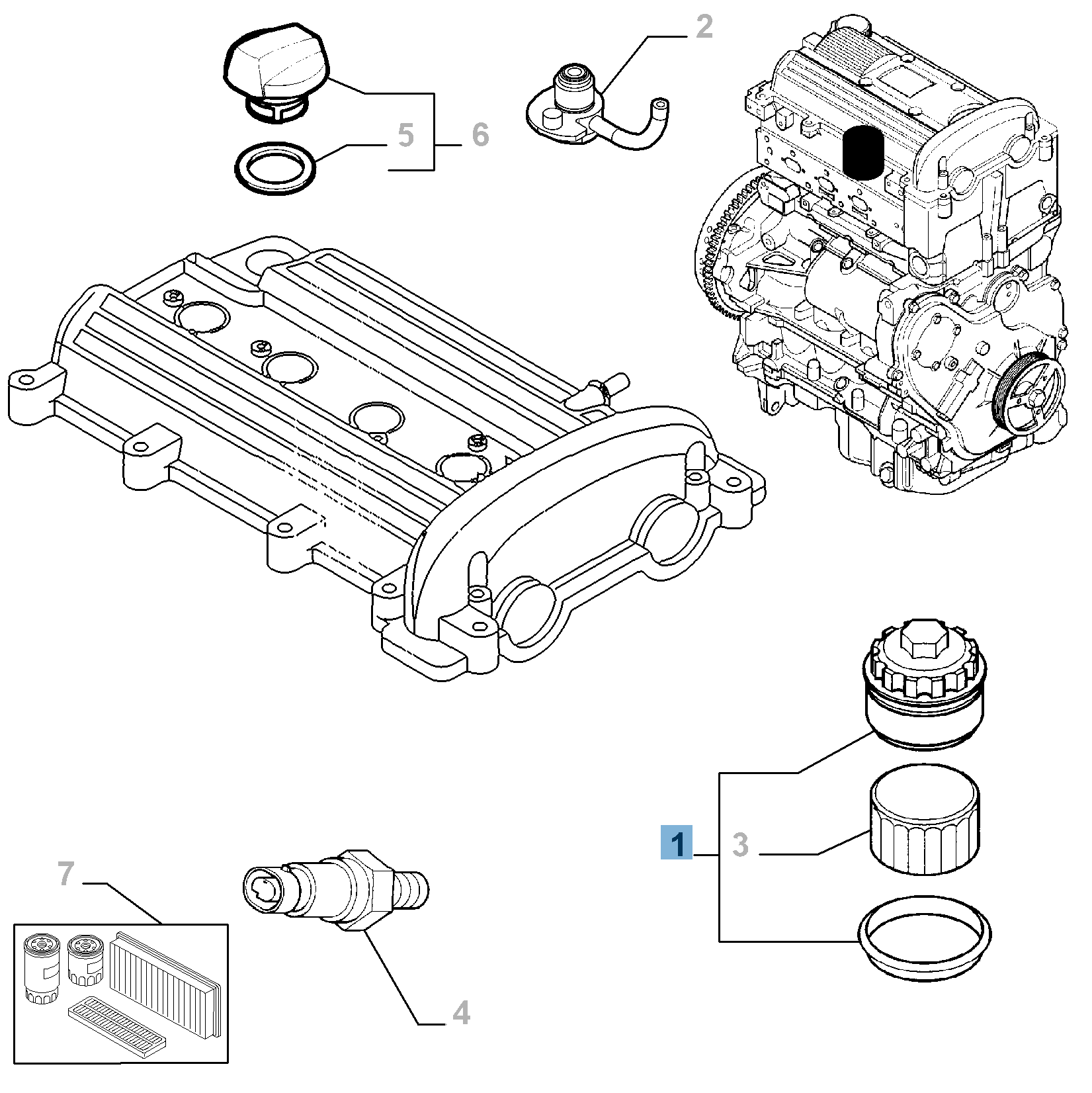 Filtre à huile avec couvercle  fiat