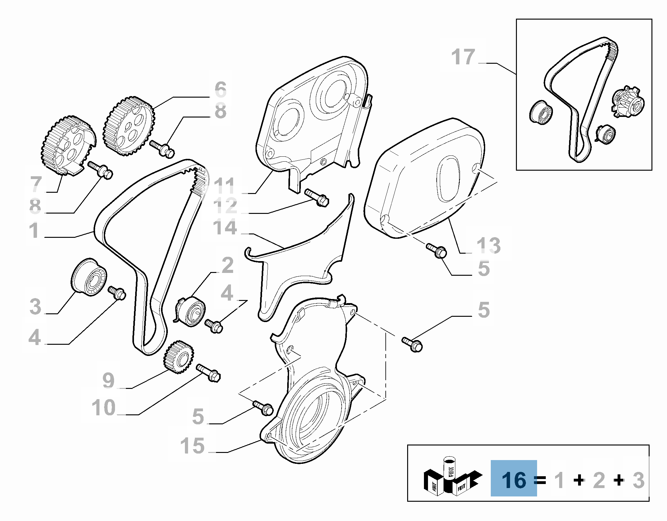 Kit de distribution (courroie, tendeur de courroie fixe et réglable) - 3 pc undefined