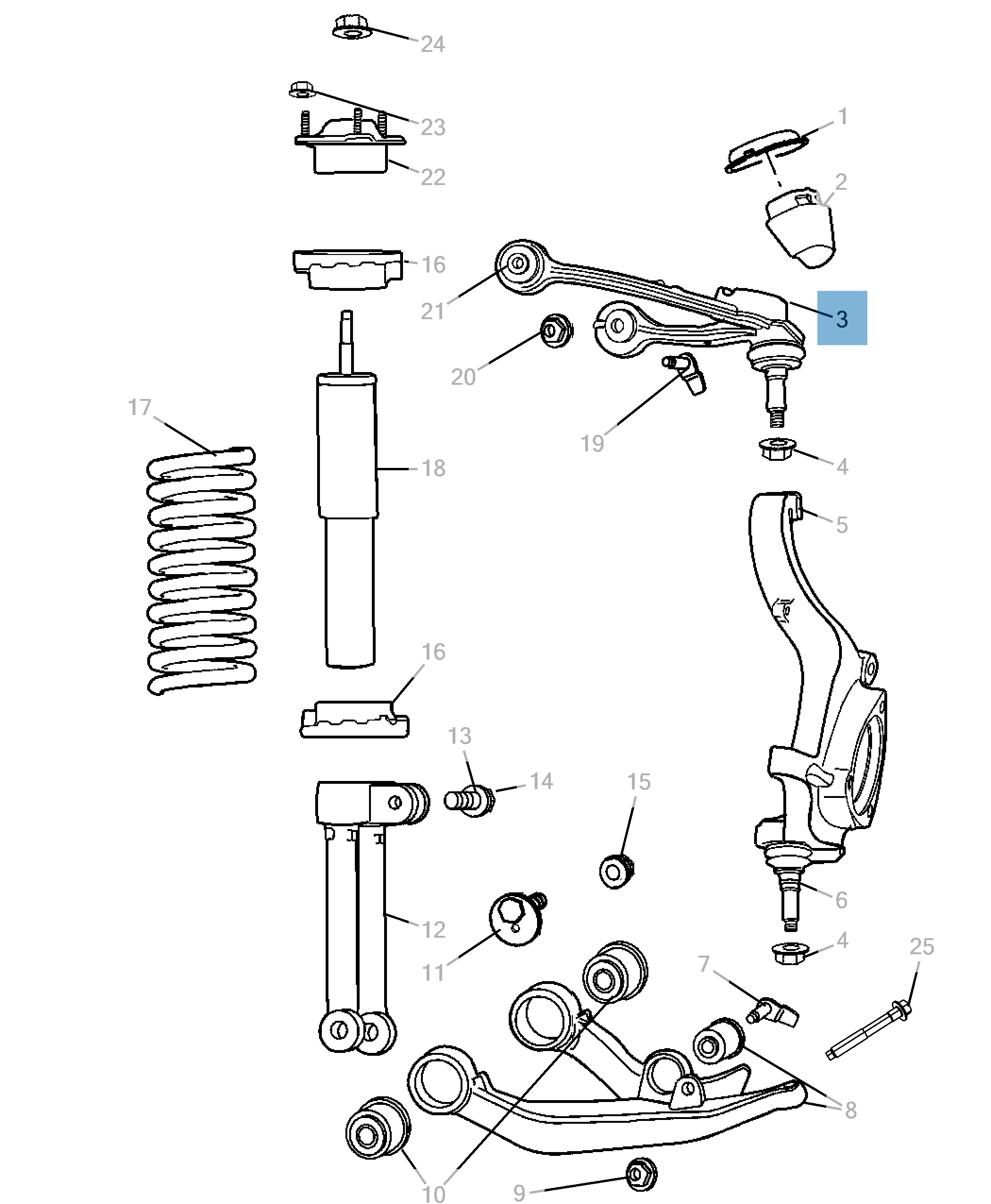 Braccio oscillante per sospensione anteriore superiore per Jeep Cherokee undefined