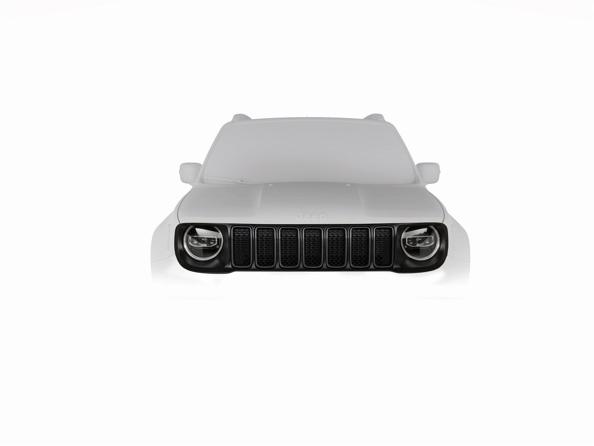 Rejilla negro mate y anillos gris satinados jeep