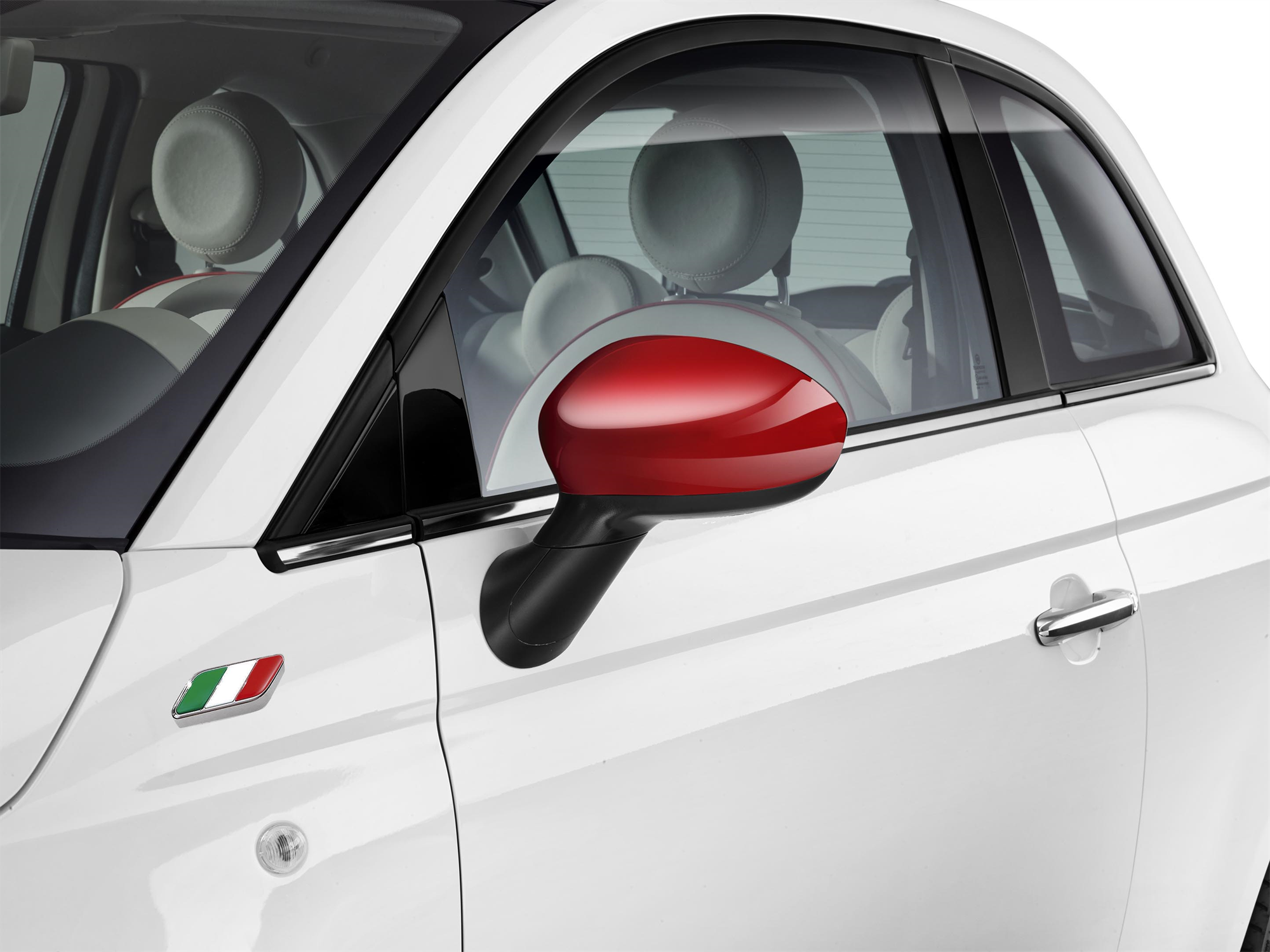 Calotte specchietti rosso lucido per Fiat 500  fiat