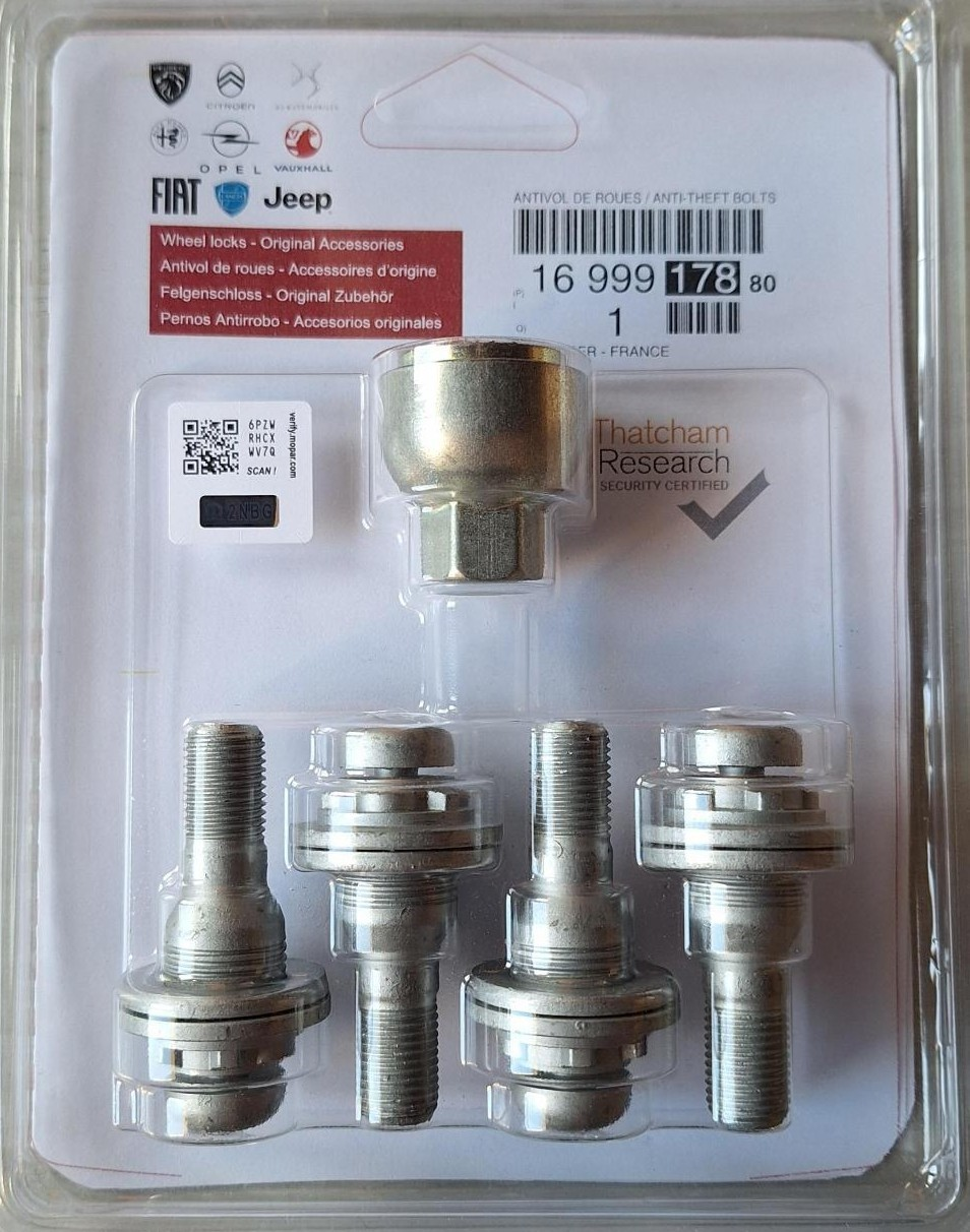 Juego de 4 tornillos antirrobo para llantas de aleación  alfa-romeo