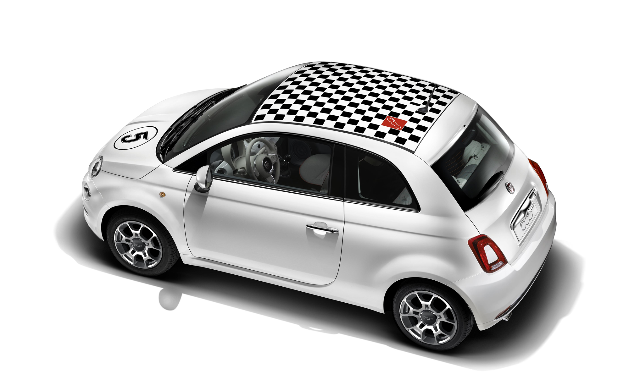 AUTOCOLLANT DE TOIT À CARREAUX NOIR AVEC LOGO 500 fiat