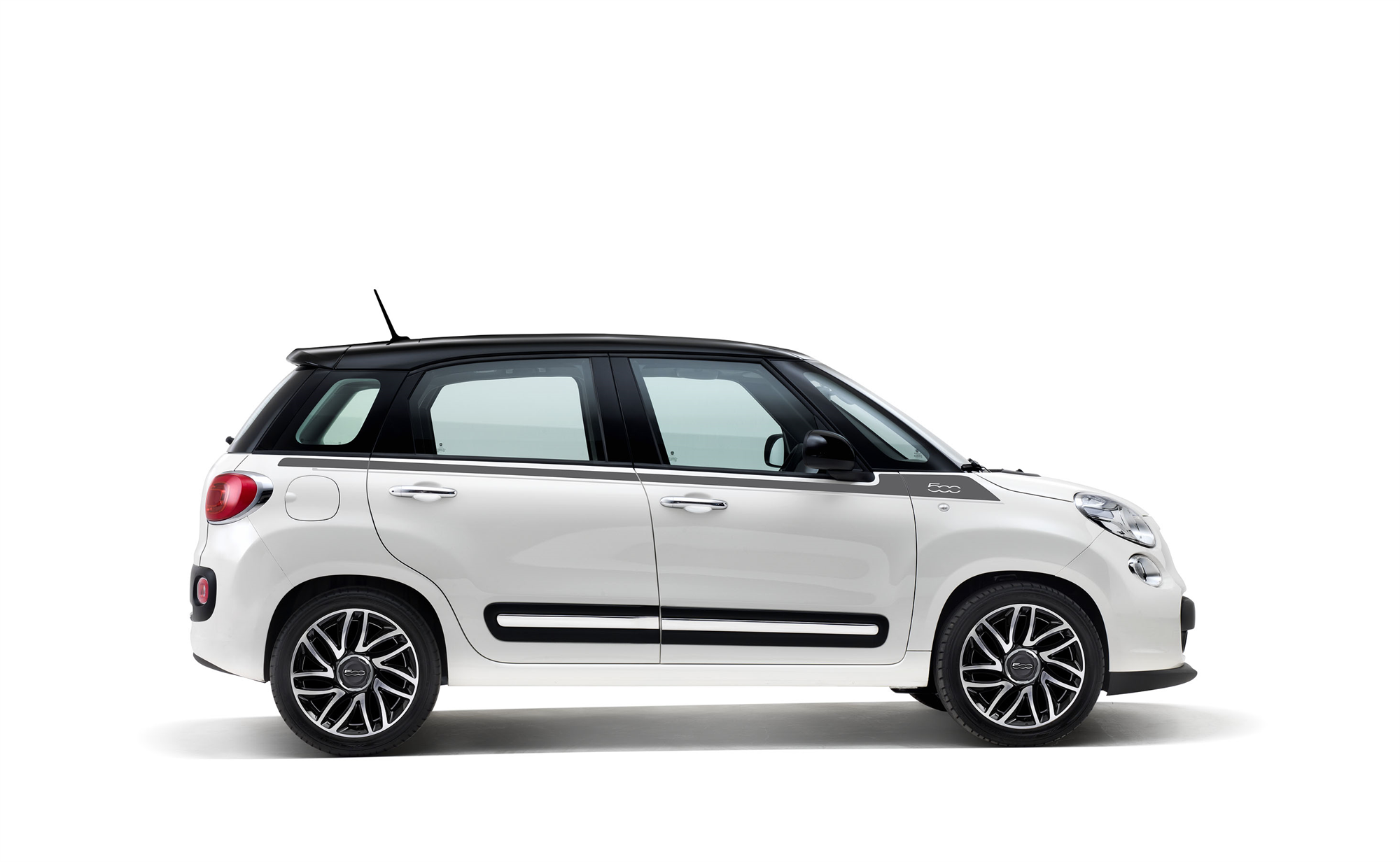 Sticker Stripe Antracite E Silver Con Logo 500  fiat