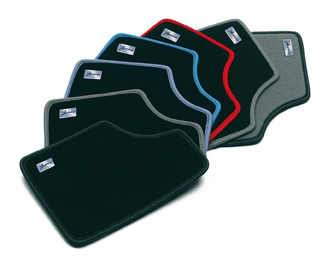 Velours-Fußmatten, Blau, Rand Blau  undefined